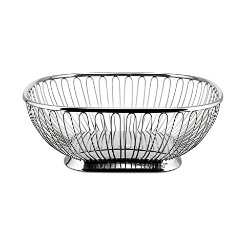 Alessi Square Wire Basket in Polished Steel Cover