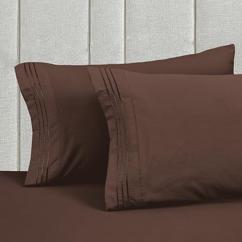 Image of Mocassi Luxury 6-Piece Sheet Set, Ultra Soft 1800 Premium Hotel Quality Microfiber Sheet Set, Fits Mattresses Up to 18 to 24 Inches Extra Deep Pocket - Breathable and Secure Fit, Cal King, Brown