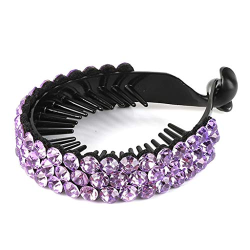 MHDGG Large Hair Clips Rhinestone Hair Clips for Women Girls,Crystal Rhinestones Hair Barrettes Diamond Bling Hairpins Headwear Barrette Styling Tools Accessories,Purple