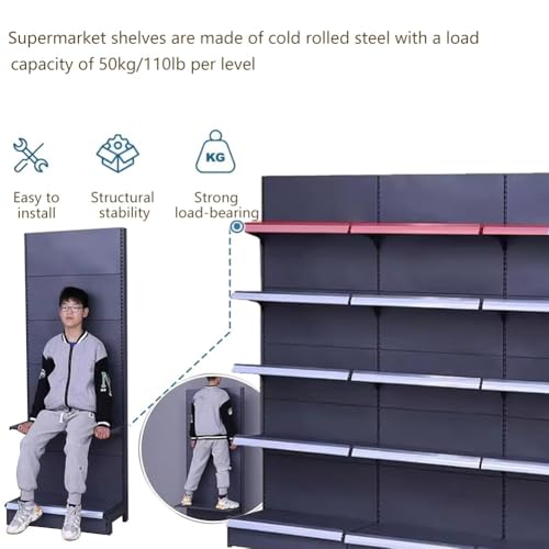 Étagère de présentation à 5 niveaux pour supermarché et collations noires - 5