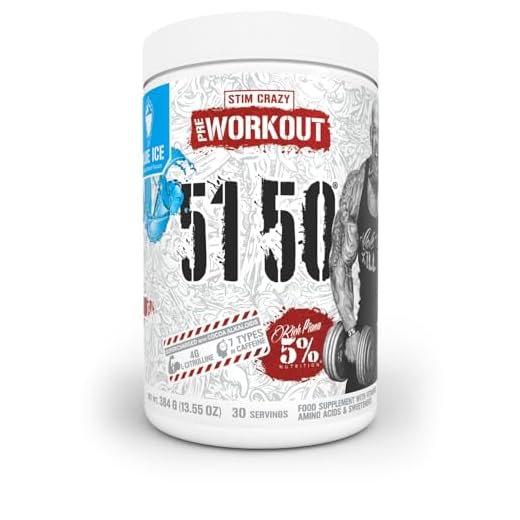5% Nutrition Rich Piana 5150 High Stim Pre-Workout Powder | Extreme Energy, Focus, Pumps & Endurance | 400 mg Caffeine, Citrulline, Beta Alanine, N-Acetyl L-Tyrosine | 30 Srvgs (Blue Ice)