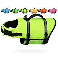 AMZNOVA Rip Stop Hundeschwimmweste, Schwimmweste Hund für Bootfahren, Auftrieb & Schwimmhilfe, Rettungsweste, XS, Leuchtend Gelb