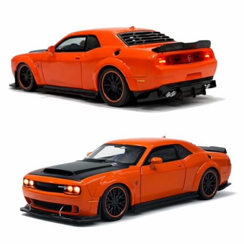 Image of Hellcat 1:32 Scale Dodge Challenger Die-Cast Metal Toy Model Car for Kids - Pull Back Mechanism, Birthday Gift for 3+ Year Old Boys (Hellcat Orange)