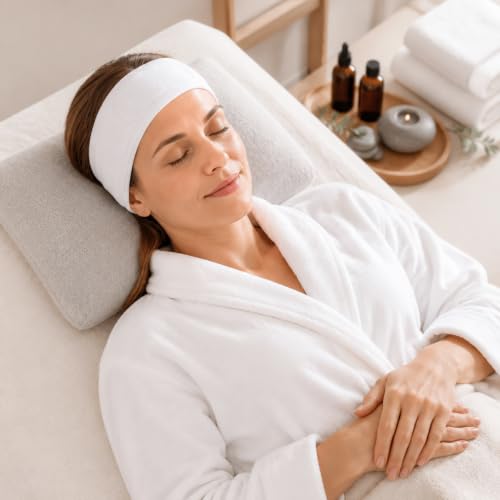 Image of Whaline 3Pcs Spa Facial Headband Make Up Wrap Head Terry Cloth Headband Adjustable Washable Towel for Face Washing Shower Skincare Facial Treatment Sport Fits Makeup (White, Black, Gray)