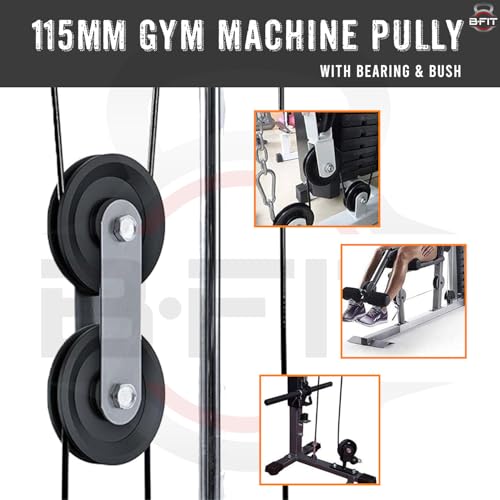 Image of B Fit ABS Plastic Gym Pulley with inbuilt Bearing and Bush- Heavy Duty Wheel Cable Gym Fitness Equipment Replacement 4 Pcs (115 MM-4 Pcs) | Gym Machine Attachment