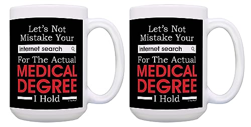 ThisWear Sarcastic Mugs Internet Search Medical Degree Dr Gifts 2 Pack 15oz Ceramic Coffee Mug Set