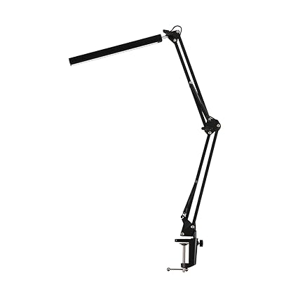 CALANDIS Led Desk Lamp Swing Arm Table Light with Clamp Lamp USB for Office Study Black
