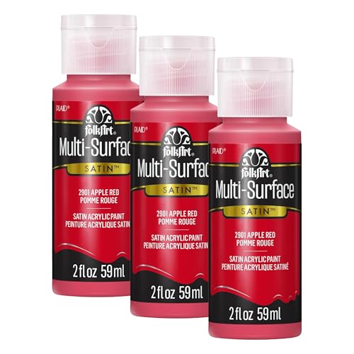 Image of FolkArt Multi-Surface Acrylic Paint in Assorted Colors (2 oz), 2901, Apple Red (Pack of 3)