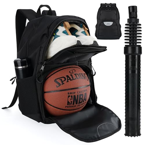 Tidyfy Soccer & Basketball Sports Bag with Ball Pump - Basketball Backpack with Separate Ball & Shoes Holder Compartment, Soccer Basketball Football & Volleyball Bag with Large Capacity