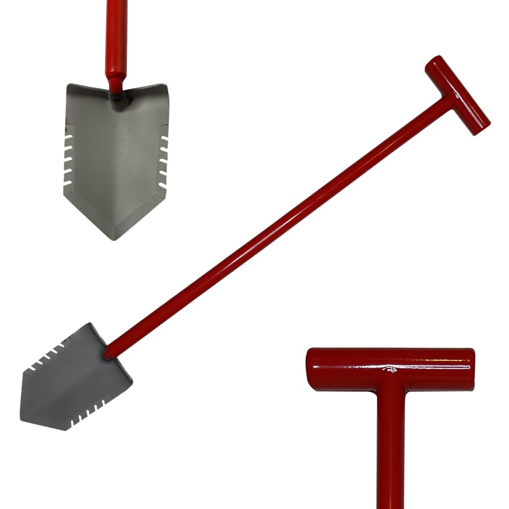 Red Devil Root Cutter Shovel - Dual Serrated Root Slicing Blade - T-Handle Construction. Professional Landscapers, Lawn and Gardeners. Relic, Metal Detecting, & Gold Prospecting - Survival & Military