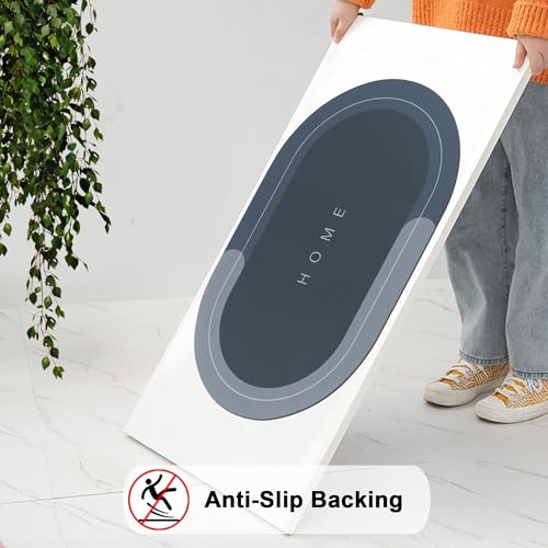 Image of Rubber Bath Mat 4 MM,Anti-Skid Water Soaking Bathroom Rug Door,Floor mat, Soft Quick Dry Water Absorbent Mat for Home Office 40x60cm- Blue