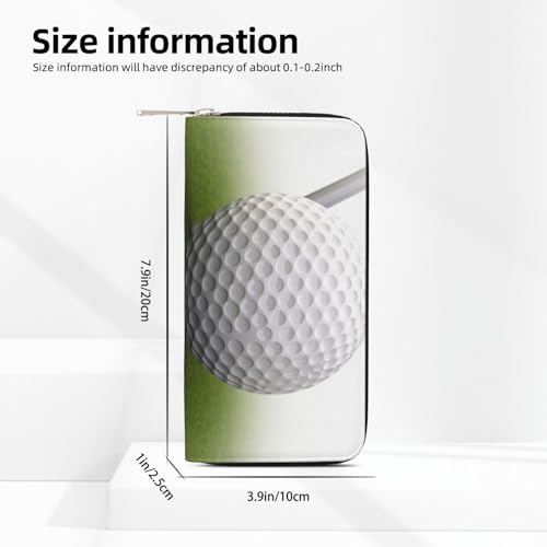 Golf Ball Leather Wallet For Women Girl, Zip Around Credit Card Holder Long Pu Wallet Clutch Purse Waterproof Travel Handbag3