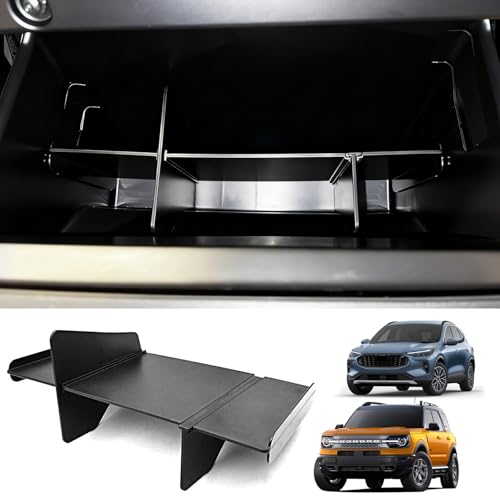 Upgrade Glove Box Dividers Organizer for Ford Bronco Sport 2021-2026/Ford Escape 2020-2026 Accessories Car Glove Box Organizer Divide Space ABS Storage Classification Accessories(Not Fit Bronco Model)