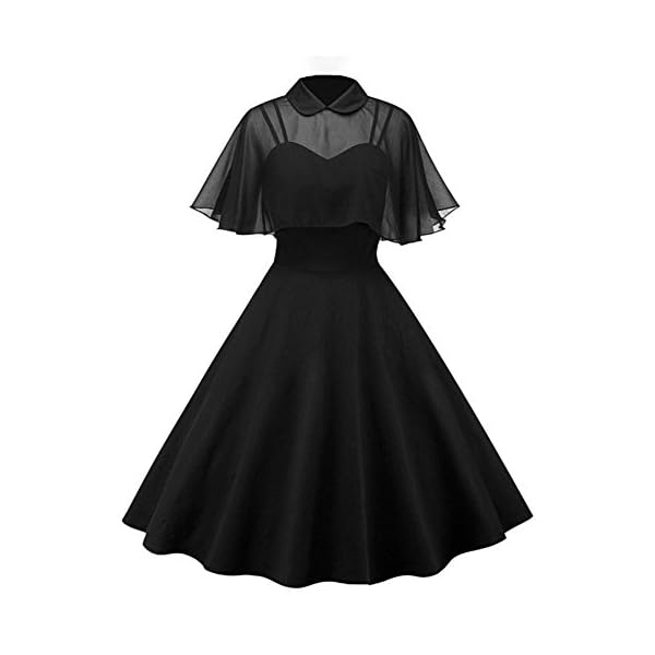 GownTown Women's 1950s Cloak Two-Piece Cocktail Dress Black