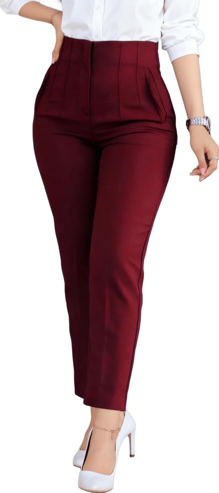Womens Straight Leg Pants 2025 High Waisted Stretchy Business Casual Work Pants Dress Office Trousers with Pockets