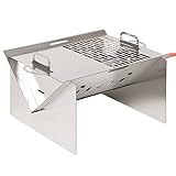 Outsunny Tischgrill Gasgrill BBQ abnehmbar Holzkohle Camping Grill mit Grillnetz Schlauch klein Outdoor Tischgasgrill Picknick Edelstahl Silber 52 x 40 x 31 cm