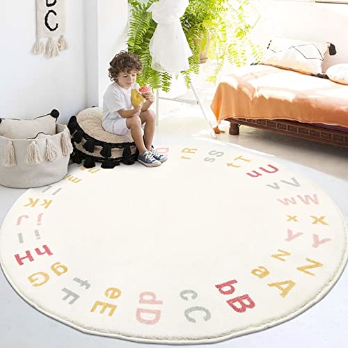 Image of HiiARug Round Kids Rug 6Ft Educational Nursery Rug Rainbow Extra Soft Area Rug for Classroom Nursery Playroom Decor