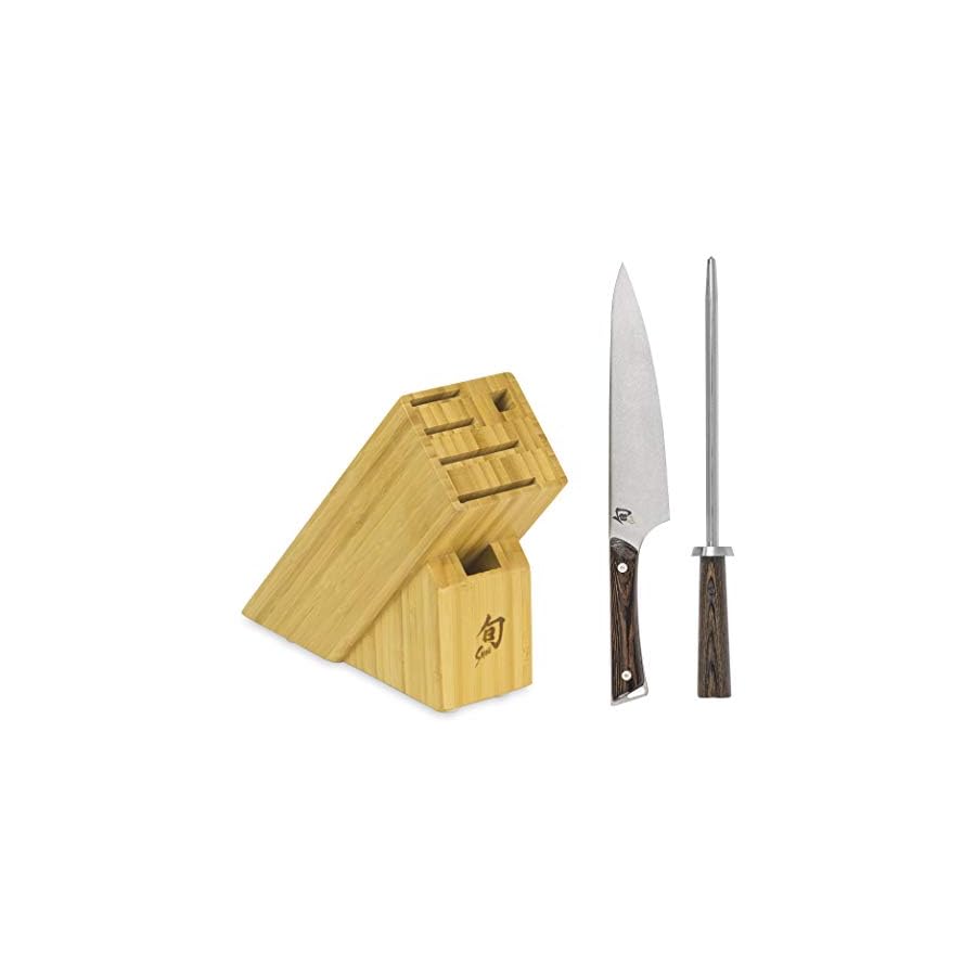 Shun-Kanso-3-Piece-Build-A-Block-Set-Includes-8-Chefs-Knife-Honing-Steel-and-Knife-Block-Handcrafted-Japanese-Knife-Set-AUS10A-Stainless-Steel-Blades-Tagayasan-Handles Shun Kanso 3 Piece Build-A-Block Set, Includes 8" Chef's Knife, Honing Steel and Knife Block, Handcrafted Japanese Knife Set, AUS10A Stainless Steel Blades, Tagayasan Handles
