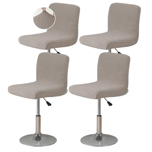 Image of FUANGUI Bar Stool Covers Set of 4, Stretch Bar Stool Chair Cover Slipcovers, Knitted Jacquard Counter Stool Bar Chair Covers for Kitchen Pub Dining Room (Knitted Khaki)