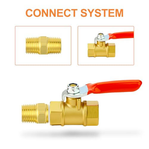 Image of GASHER 3PCS 1 /8 Inch Brass Mini Ball Valve, Shut Off Valve, 1 /8 Inch FNPT Thread Pipe Fitting