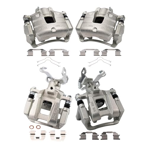 Image of TRQ Front and Rear Brake Caliper Set Zinc Coated Brackets Compatible with 2016-2019 Chevrolet Malibu
