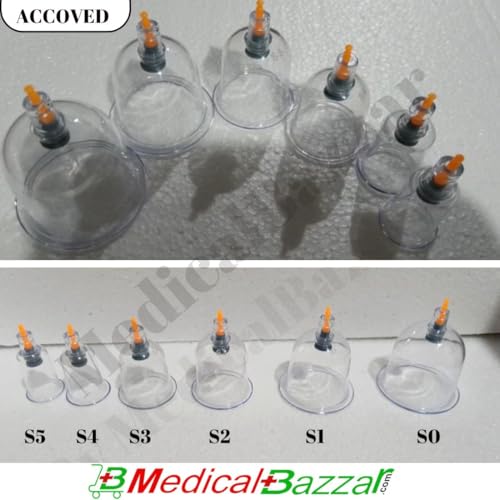 Image of Medical Bazaar Cupping Therapy Cups | Hijama Cupping Set (Size 0-6) | Loose Cups for Professional Cupping Therapy|Pain Relief |Massage| Detox Therapy (S0-7CM(Set of 10Pcs))