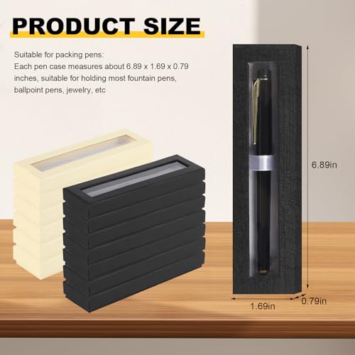 Image of 42 Pcs Empty Pen Gift Boxes With Clear Lid And Cushion (Black, White) | Cardboard Display Boxes For Pens, Jewelry, Gifts, Office Supplies, Souvenirs, Presentations And Holiday Giving