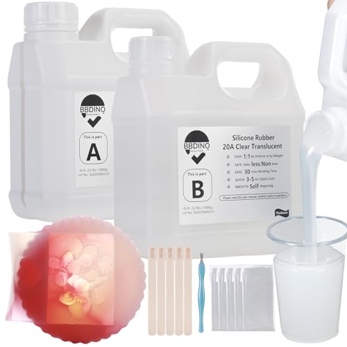 BBDINO Silicone Mold Making Kit 20A, Translucent Liquid Silicone for Mould Making 1:1 by Volume, Ideal for Casting Resin Soap