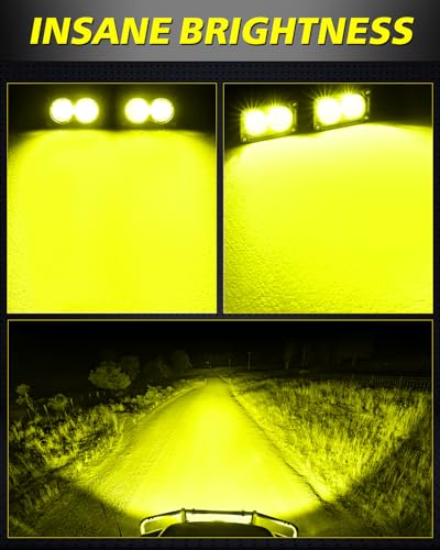 Image of Yellow LED Pods 2Pcs 3 inch 40W CREE LED Low Beam Yellow Fog Lights | Small Off Road Driving Combo Light Pods Ditch Backup Chase Light Bars for Trucks Trailer Pickup Motorcycle UTV ATV SUV