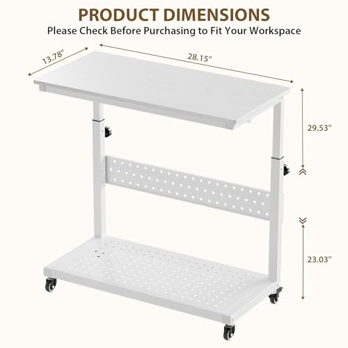 Soporte ajustable para torre de computadora con gestión de cables, carrito móvil para CPU de 22,83" a 34,1", soporte para PC de 2 niveles para debajo del escritorio, fácil ensamblaje, uso en oficina en casa - Blanco miniatura 2