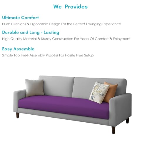 Image of Kathleen 3 Seater Sofa Set for Living Room - Foldable Convertible Couch Furniture for Home, Office or Guest Use, Modern Designer Stylish Comfortable (Purple Grey)