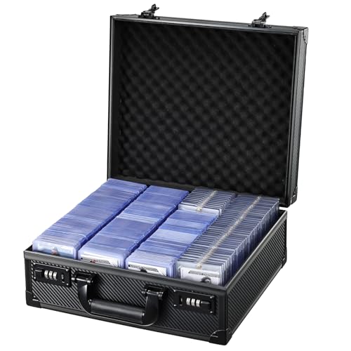 Tayqwiheva Toploader Sportkartenetui mit Schloss Aufbewahrungsbox für Sammelkarten für über Kartenaufbewahrungsbox 600 Toploader oder 150 Magnethalter Kartensammelbox für Sammler