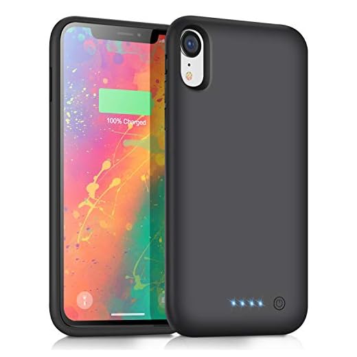 Battery Case for iPhone XR, 6800mAh Protective Portable Charging Case Rechargeable Battery Pack for iPhone XR External Battery Phone Cover 6.1 inch Battery Case - Black