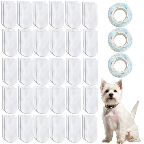 HTTDSLF 60 Stivaletti Usa e Getta per Cani di Taglia Grande, Stivali Impermeabili per Cani, Regolabili, Calze Antiscivolo Cane, Calzini Coprigambe, Protezione per Zampe per Passeggiate Interni Esterni