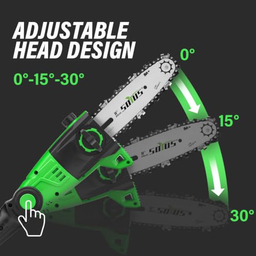 Image of SOYUS 2-in-1 8-Inch Pole Saw and 18-Inch Pole Hedge Trimmer 2.0Ah Battery