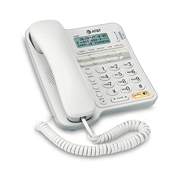 AT&T CL2909 Corded Phone with Speakerphone and Caller ID/Call Waiting, White