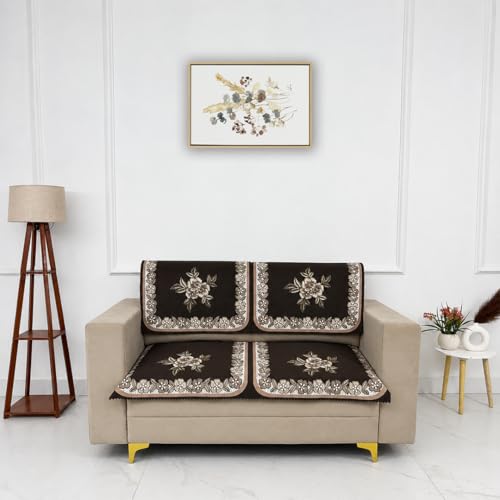 Image of Homerz Premium 'Luxe Series' Sofa Cover | Holland Velvet Fabric | Smooth Finish | Anti-Slip Fleece Backing Couch Protector (Royal, 2 Seater, Seat Cover with Backrest)