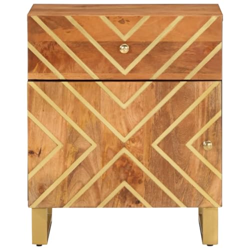 Table de chevet étroite 33 cm gain de place bois de manguier et fer pour lit haut - 5