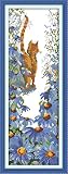 CaptainCrafts Hot New Releases Cross Stitch Kits Patterns Embroidery Kit - Flowers and Yellow Cat (W