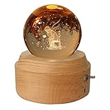 DGRENA 3D Crystal Ball Music Box LED Luminous Wood Base, Rotating Glow, Sincere Birthday Present,...