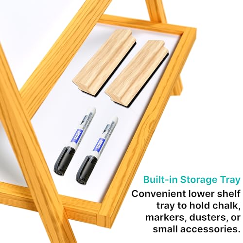 Image of GOSHU 5 Ft. Double Sided Wooden Easel Stand Whiteboard and Chalkboard for Adults, A-Type Foldable Writing Board with Tray for Classroom, Office, Coaching and Home Use (Adults, Pack of 1)