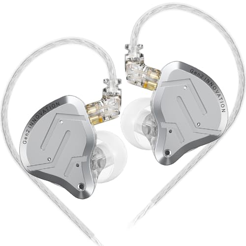 Image of KZ ZSN PRO 2 Hifi IEM Earbud, Dynamic Driver And Balanced Armature Hybrid In Ear Headphone,KZ Heavy Bass Music Wired Headphones (Silver, Without Mic)