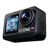 IZI One Pro 5.7k Action Camera | Ultra HD Sony STARVIS Sensor | 20M Body Waterproof | 2 x Battery with 240min Recording | Dual OLED, 6-Axis Gyro Stabilisation | HQ Mic Support | Reels, Vlogs & Bikes