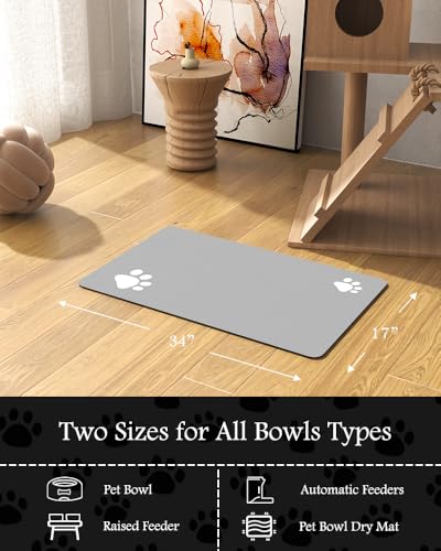 Image of Pet Feeding Mat - Absorbent Dog Mat for Food & Water Bowl - No Stains Quick Dry Dog Mat - Ideal for Messy Drinkers