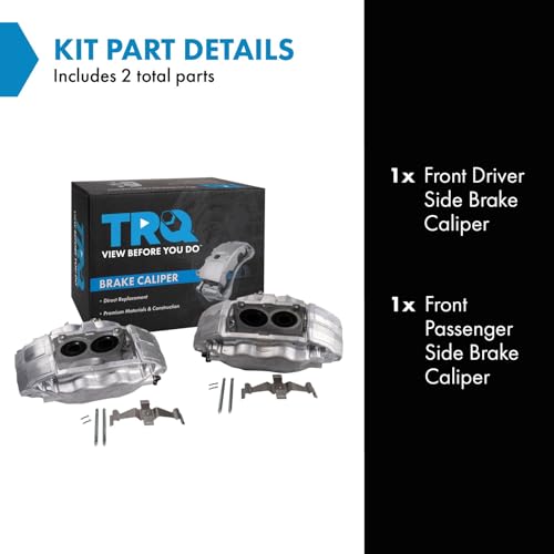 Image of TRQ Front Brake Caliper Set Caliper Brackets Hardware Compatible with 2004-2005 Subaru Impreza WRX STI H4 2.5L Turbo Front Driver and Passenger Side