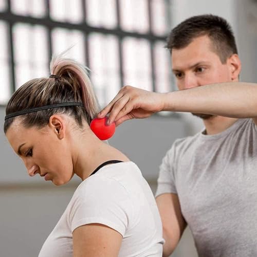 Image of WOVTE Massage Lacrosse Ball for Sore Muscles, Shoulders, Neck, Back, Foot, Body, Deep Tissue, Trigger Point, Muscle Knots, Yoga and Myofascial Release (Blue) (Red Purple)
