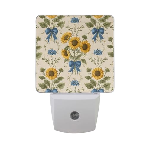 Lámpara nocturna led con sensor de luz girasol y moño miniatura 7