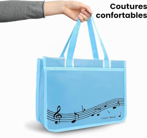 KingPoint Piano Key Music Note Sac à main Thème Musique Tote Sac Musique Sac à bandoulière Sac polyvalent pour le shopping, 38 cm x 28 cm x 12 cm – vue 6