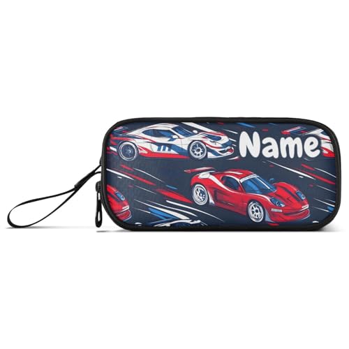 Image of Custom Sports Racing Cars Pencil Case Box Boys Girls Personalized Name Large Pencil Pouch Stationery Pen Bag Organizer for Kids Adults School Office
