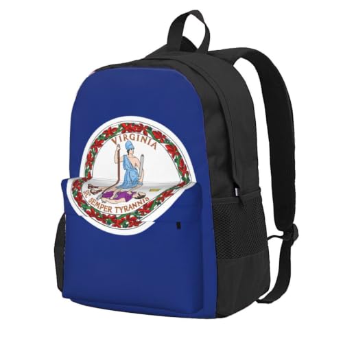 Image of ervcnhu Flag Of Virginia Print High-Capacity Backpack Laptop Bag Travel Bag Shopping Bag With Adjustable Shoulder Straps